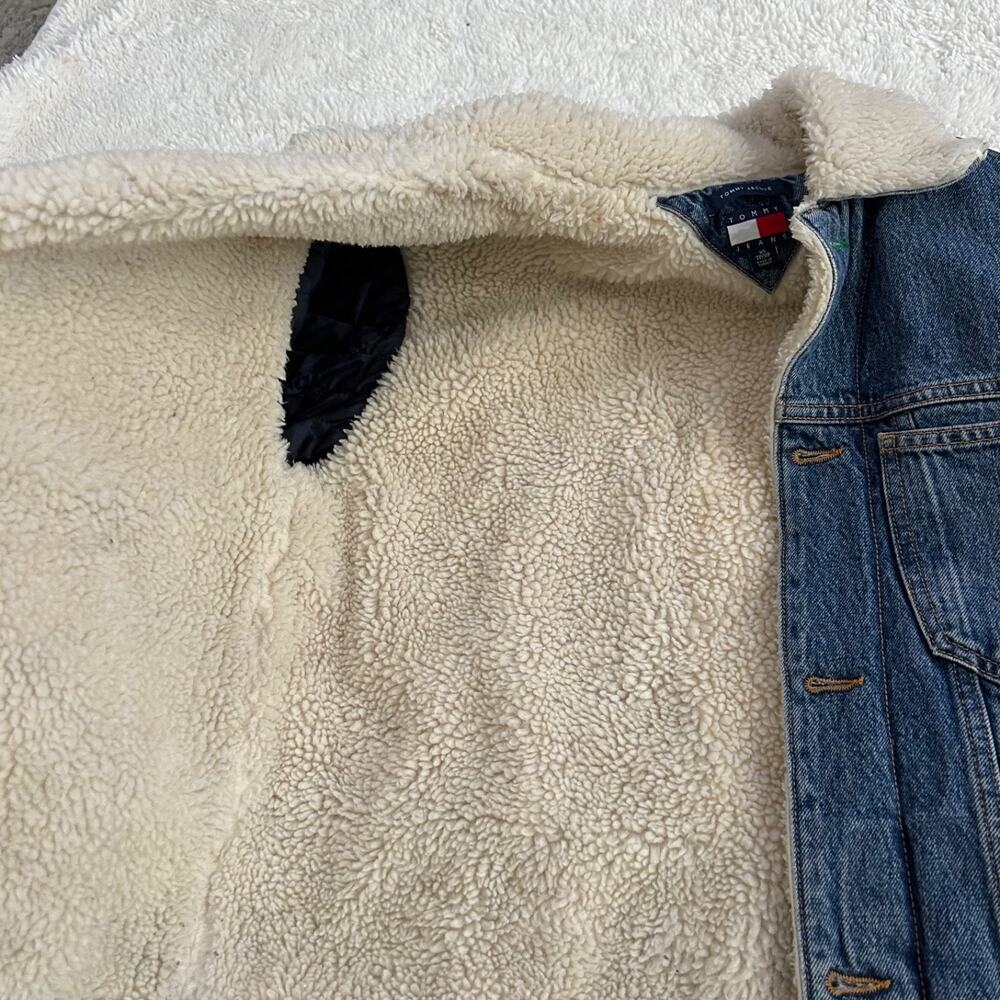 Tommy Jeans ‘Archivr’ Sherpa Denim Jean Jacket Unisex Sz XS Cotton Blend Y2K - Picture 5 of 6